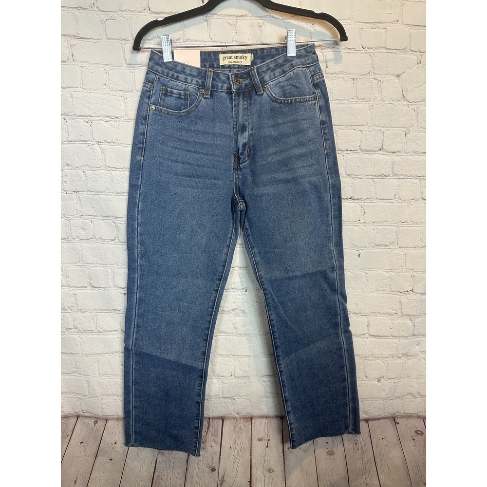 Great Smoky Los Angeles high‎ waist straigt leg raw hem jeans, sz 3, NWT